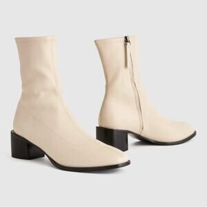 New! Quince Stretch Sock Boot Italian Bone Cream Leather Wms Size 5 MSRP $164